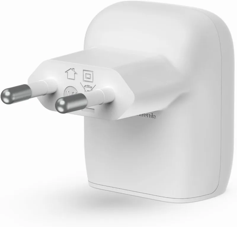 Carregador de parede USB rápido 20W Belkin USB Type-C Power Delivery, certificado USB-C PD 3.1 PPS, design compacto e portátil, carregador USB para iPhone Air, iPhone 17, iPad, Samsung Galaxy, Pixel