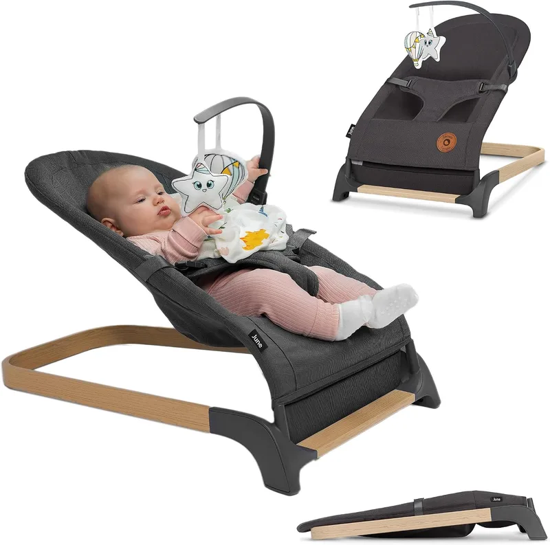 lionelo ▫️ June, espreguiçadeira para bebés, movimento natural de balanço, desde os primeiros dias de vida até aos 9 kg, leve, estável, antiderrapante, cintos de segurança, espreguiçadeira dobrável para bebés | De Bebé, Movimento natural de balanço, desde os primeiros dias de vida até aos 9 kg, leve