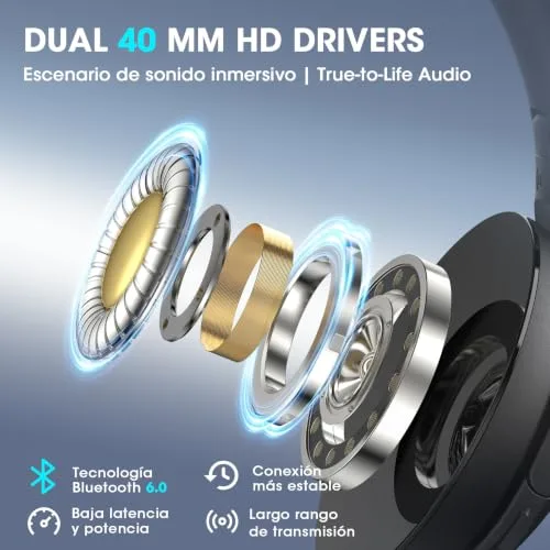 DOQAUS ▫️ Auscultadores Bluetooth com arnês, aplicação e 9 modos de equalização, Preto 4