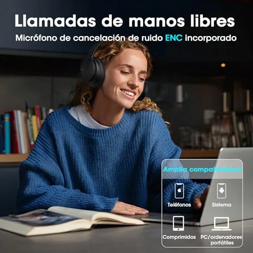 DOQAUS ▫️ Auscultadores Bluetooth com arnês, aplicação e 9 modos de equalização, Preto 6