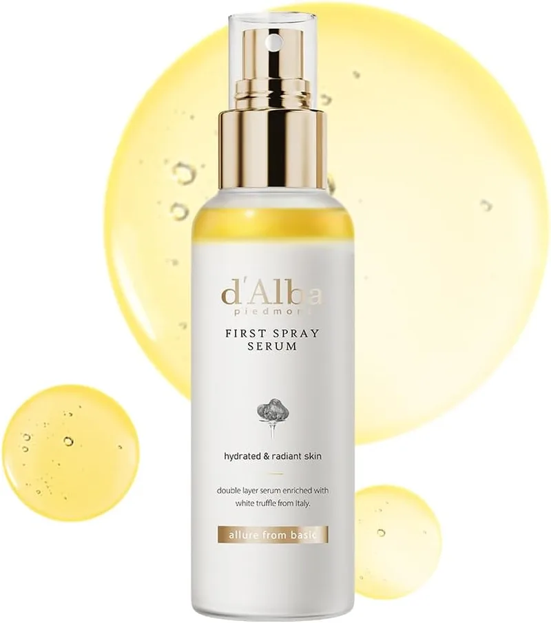 d'alba Piedmont ▫️ d'alba First Spray Serum com Trufas Brancas Italianas, Cuidados da pele vegan, bruma facial hidratante para todos os tipos de pele, spray multifuncional, Cuidados da pele coreanos (100 ml)