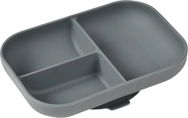 BÉABA, Prato de silicone compartimentado com ventosa, antiderrapante, saudável e duradouro, lavável na máquina de lavar louça, micro-ondas e congelador, fácil de limpar, mineral