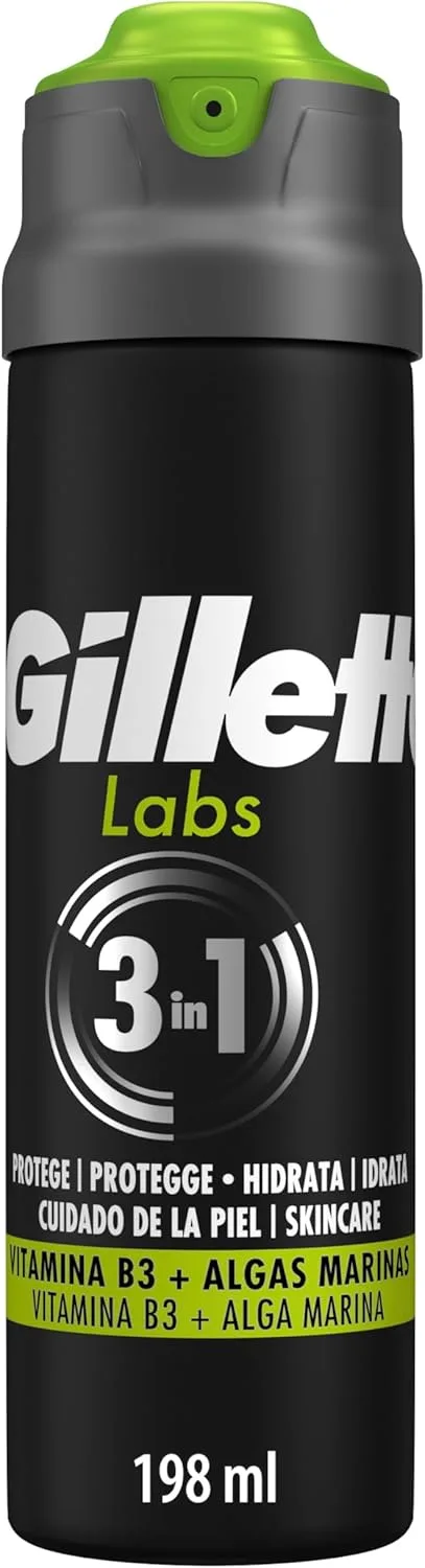 Gillette ▫️ Labs Gel de Barbear com Espuma Rápida, Refresca, Acalma e Protege contra a Irritação da Pele Durante o Barbear, Fácil de Enxaguar, 198 ml