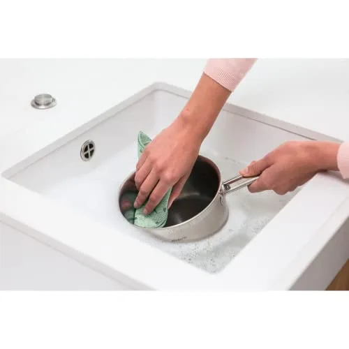 Brabantia ▫️ Panos de microfibra Sinkside - Laváveis na máquina - Absorvem 7 vezes o seu próprio peso - Para limpar pratos e bancadas - Requerem menos detergente - Conjunto de 2 - Verde (verde jade) 2