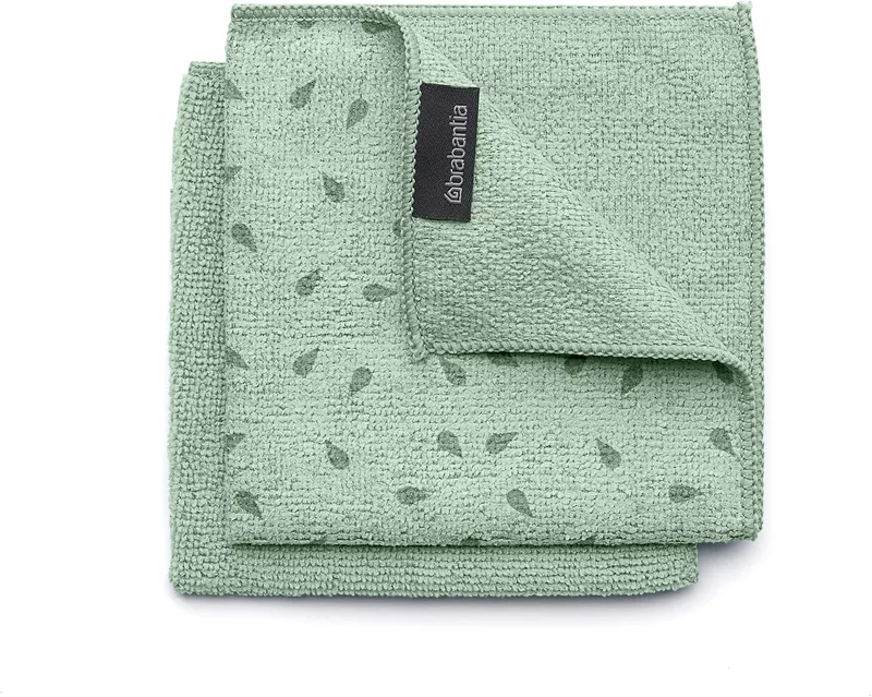 Brabantia ▫️ Panos de microfibra Sinkside - Laváveis na máquina - Absorvem 7 vezes o seu próprio peso - Para limpar pratos e bancadas - Requerem menos detergente - Conjunto de 2 - Verde (verde jade)