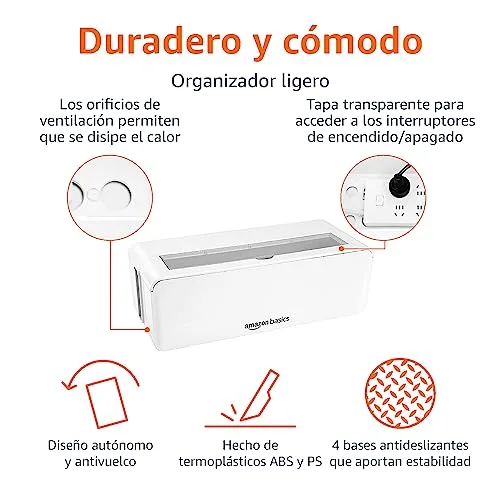 Amazon Basics ▫️ Caixa organizadora de cabos para esconder e organizar cabos, tamanho grande, Branco 2