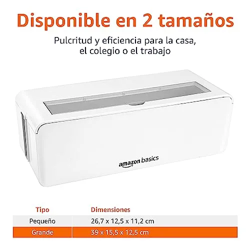 Amazon Basics ▫️ Caixa organizadora de cabos para esconder e organizar cabos, tamanho grande, Branco 3