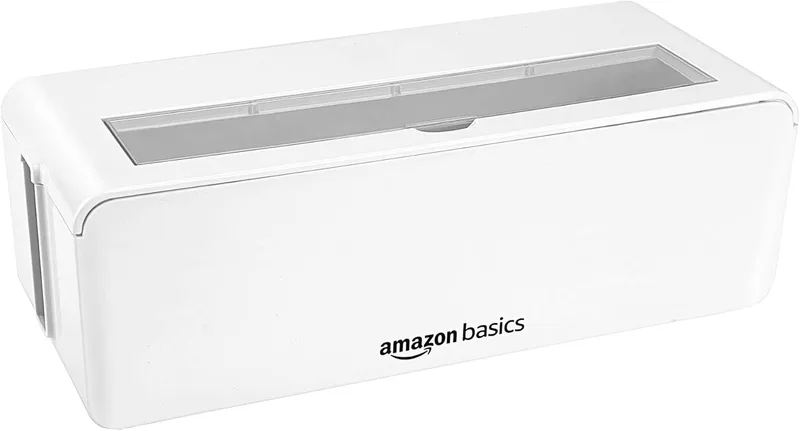 Amazon Basics ▫️ Caixa organizadora de cabos para esconder e organizar cabos, tamanho grande, Branco