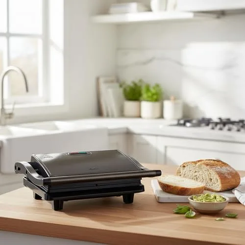 Jata ▫️ JEGR1106 Grelhador Elétrico 750 W, placas lisas antiaderentes de 22,5 x 14,6 cm, cozinha todo o tipo de alimentos, tampa superior basculante, abertura de 180° 6