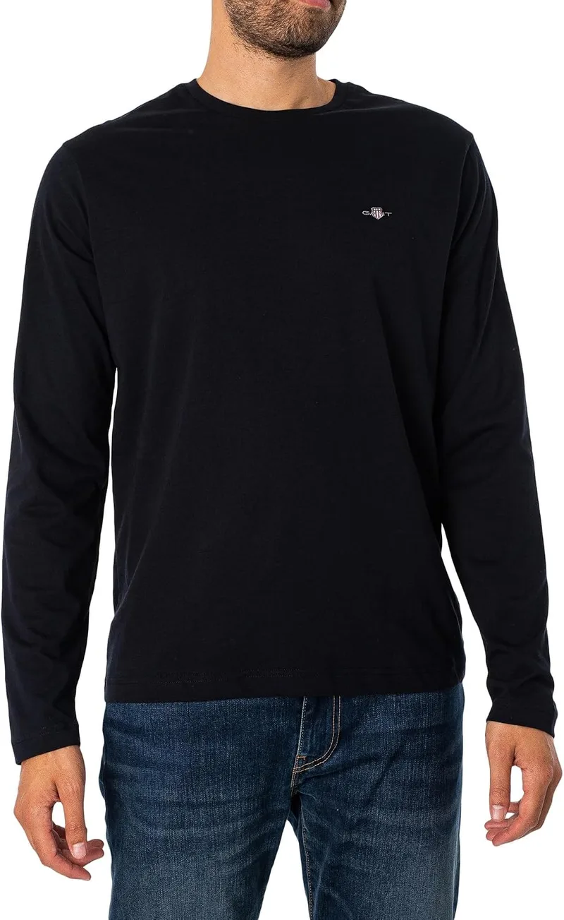 GANT ▫️ Reg Shield LS Camiseta Camiseta para homem