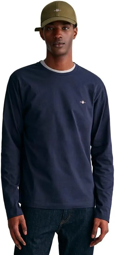 GANT ▫️ Reg Shield LS Camiseta Camiseta para homem