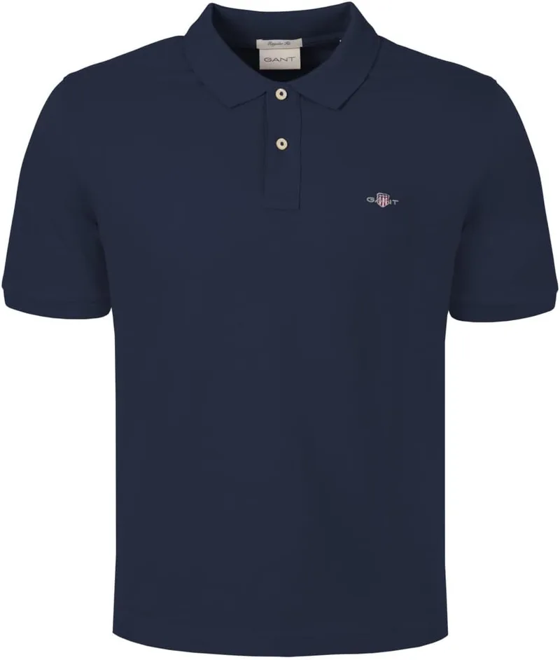 GANT ▫️ Polo de piqué para homem com emblema regular, Rich Navy