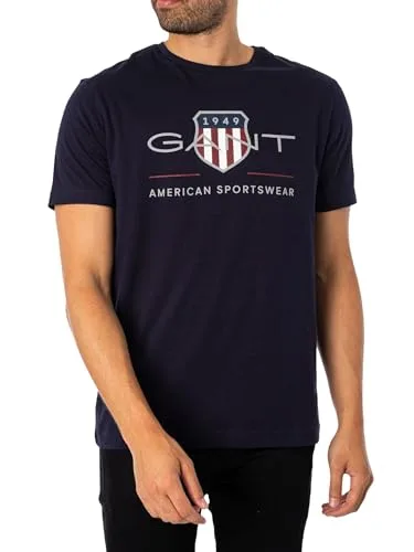 GANT ▫️ Camisola Reg Archive Shield SS para homem, azul-escuro, tamanho L 2