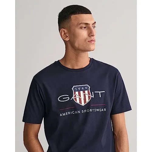GANT ▫️ Camisola Reg Archive Shield SS para homem, azul-escuro, tamanho L 3
