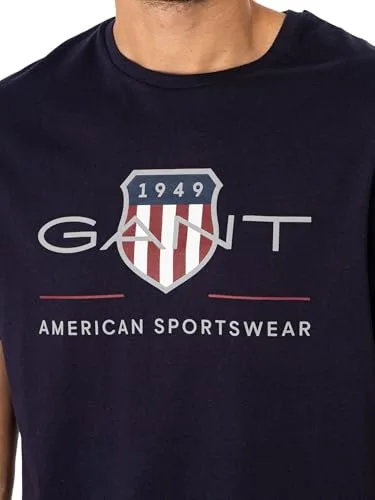 GANT ▫️ Camisola Reg Archive Shield SS para homem, azul-escuro, tamanho L 5