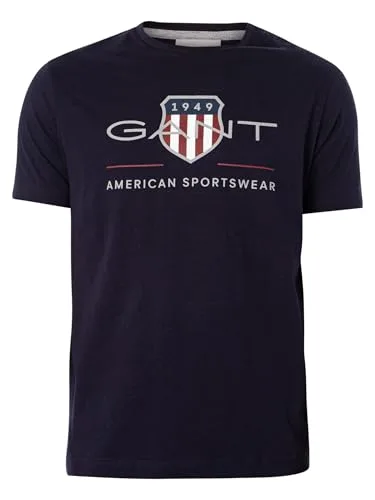 GANT ▫️ Camisola Reg Archive Shield SS para homem, azul-escuro, tamanho L 6