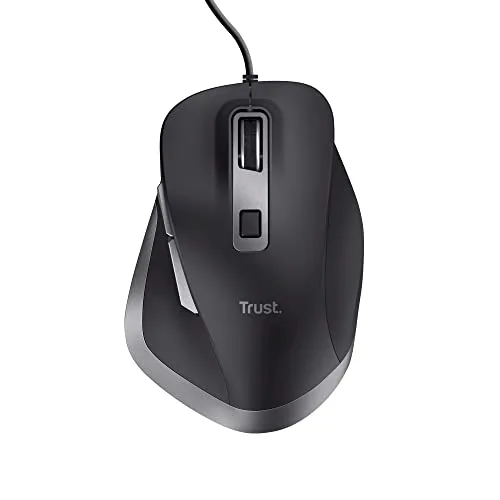 Trust ▫️ Rato de computador USB Fyda com apoio para o polegar e o mindinho, preto 7
