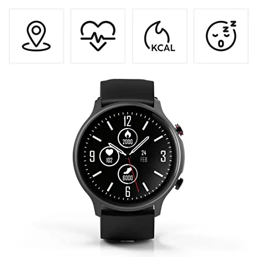 Hama ▫️ Relógio inteligente com GPS (Smartwatch resistente à água, função de despertador, até 14 desportos diferentes, contador de passos, frequência cardíaca, relógio desportivo) Preto 4