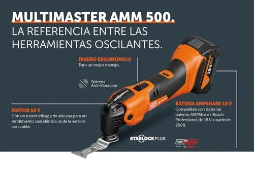 FEIN ▫️ AMM 500 Plus Top Multiferramenta 18 V, Bateria de 2,0 Ah, StarlockPlus, Kit de Acessórios, em mala L-Boxx 5