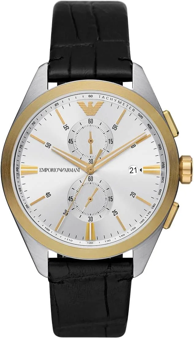 Emporio Armani ▫️ Relógio para homem, cronógrafo de quartzo e caixa de 42 mm com bracelete em aço ou pele