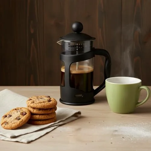 NERTHUS ▫️ Conjunto FIH 1126: cafeteira francesa com êmbolo de 800 ml, espumador e pinça para café 2