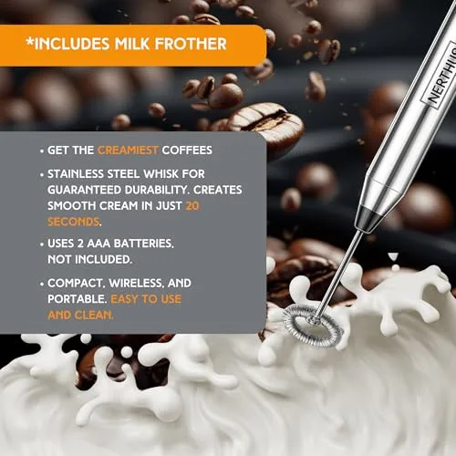 NERTHUS ▫️ Conjunto FIH 1126: cafeteira francesa com êmbolo de 800 ml, espumador e pinça para café 3
