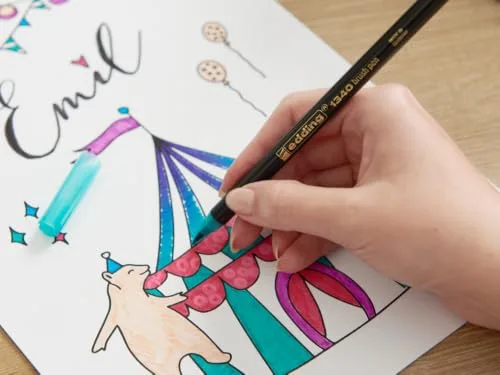 Edding ▫️ Happy Lettering - 10 marcadores de fibra em cores brilhantes e metálicas 3