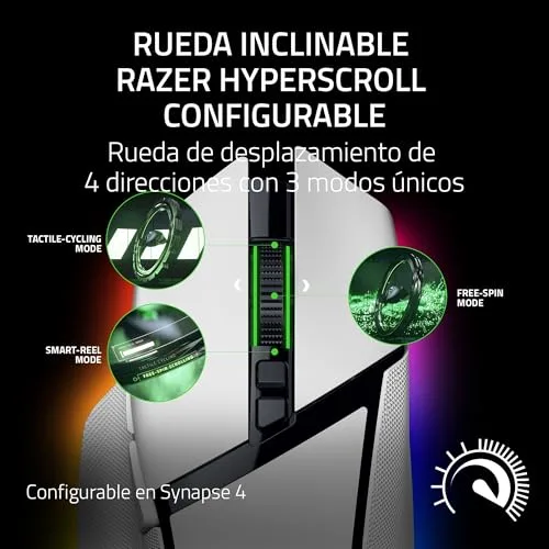 Razer ▫️ Basilisk V3 Pro - Rato sem fios personalizável para jogos com roda inclinável Hyperscroll (sensor ótico Focus Pro 30K, iluminação cromática em 13 zonas, 11 botões programáveis) Branco 2