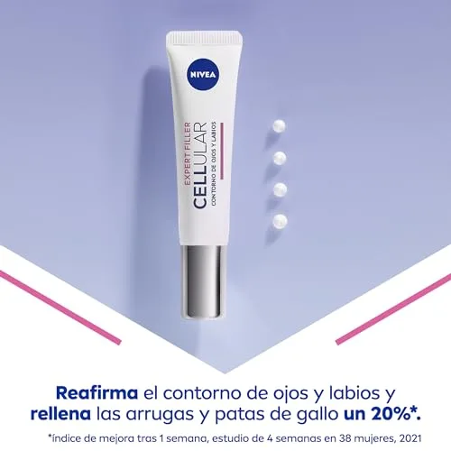 NIVEA ▫️ Cellular Expert Filler - Contorno dos Olhos e Lábios - Antirrugas - Efeito preenchedor 24 horas - Com ácido hialurónico e ácido fólico - Creme antienvelhecimento - Extra firmeza - Para todos os tipos de pele - 15 ml 2