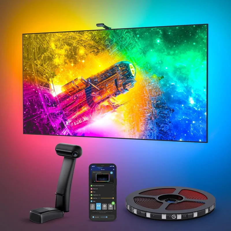 Govee ▫️ T2 Envisual Backlights com câmara dupla, faixa LED WiFi RGBIC de 3,6 m compatível com televisores de 55-65 polegadas, compatível com a faixa T2 Ultra-thin TV DreamView para entretenimento doméstico e jogos
