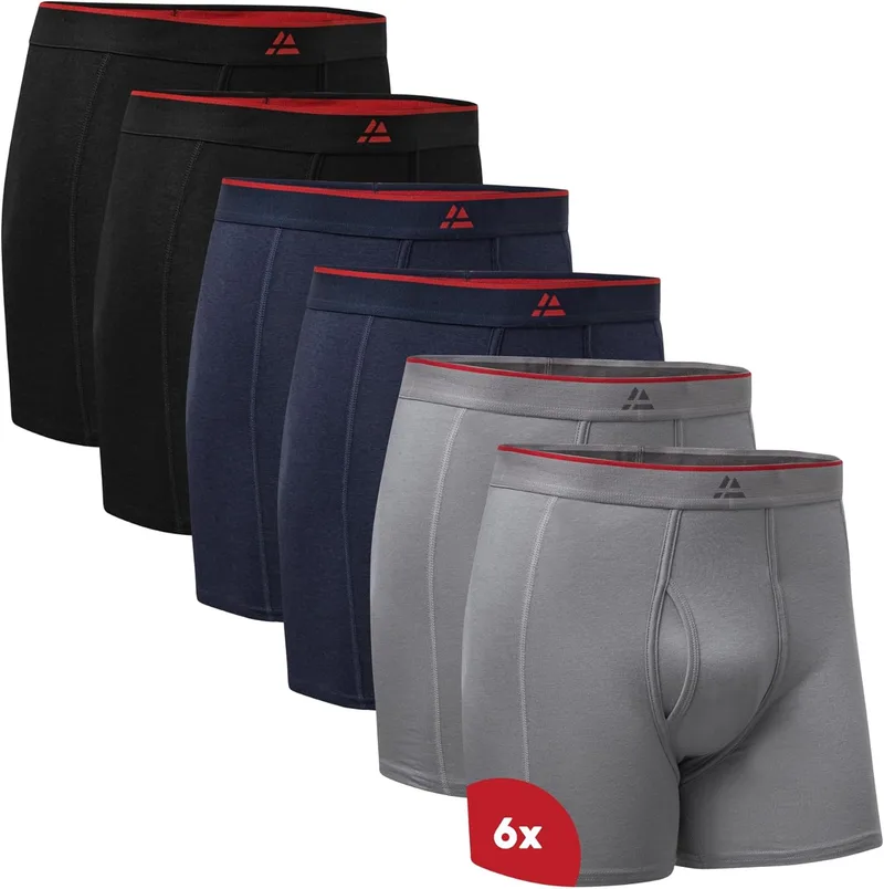 DANISH ENDURANCE ▫️ Cuecas boxer para homem Cuecas boxer em bambu, com ou sem braguilha, macias e elásticas, 6 unidades - Cuecas boxer para homem, Roupa interior