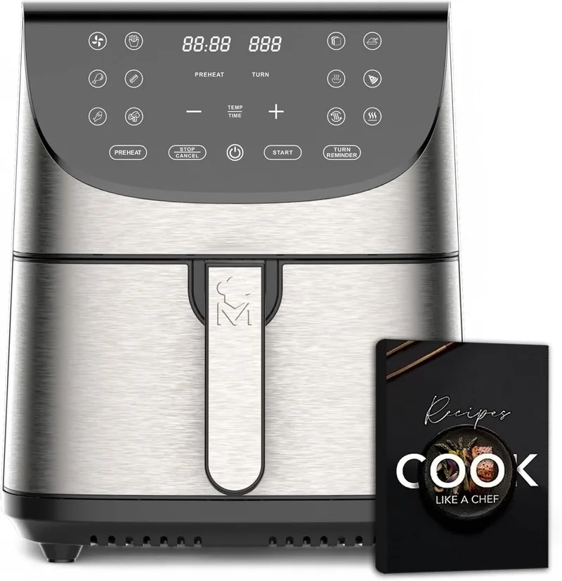 MasterPro ▫️ ROCKET 700 - Fritadeira de ar quente 1800W 7L - 12 programas - Ecrã tátil LED - Temperatura ajustável - Caixa de receitas online - Fácil de limpar