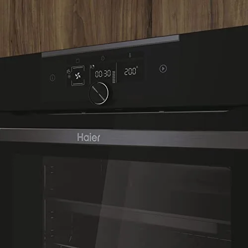 Haier ▫️ I-Turn Série 4 HWO60SM5F8BH - Forno multifunções, pirolítico, com conectividade Wi-Fi e Bluetooth, capacidade de 70 L, 13 funções, botão giratório e ecrã digital, iluminação lateral, preto 6