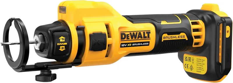 DEWALT ▫️ DCE555N-XJ XR 18 V Serra de corte sem escovas para placas de gesso, 26 000 RPM, luz LED, inclui pinças de 3,2 mm e 6,4 mm