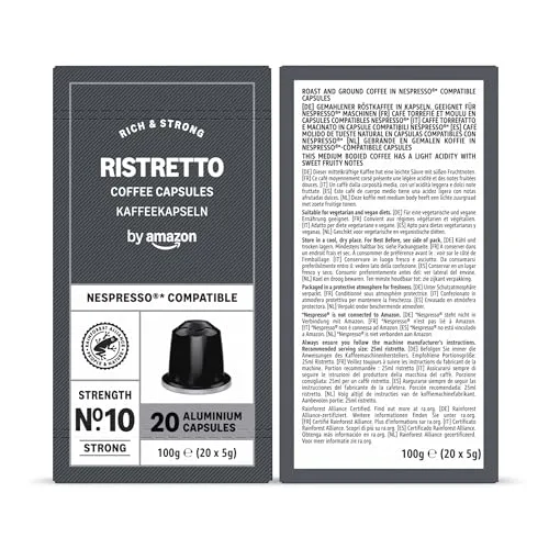 by Amazon ▫️ da Amazon - Cápsulas de café - Pacote variado compatível com Nespresso, 100 unidades, 5 pacotes de 20, com certificação da Rainforest Alliance 4