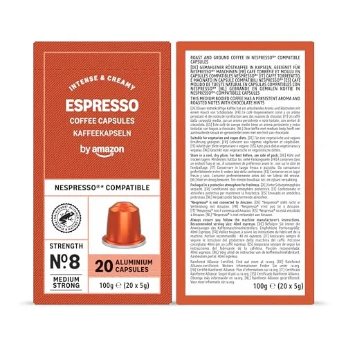 by Amazon ▫️ da Amazon - Cápsulas de café - Pacote variado compatível com Nespresso, 100 unidades, 5 pacotes de 20, com certificação da Rainforest Alliance 6