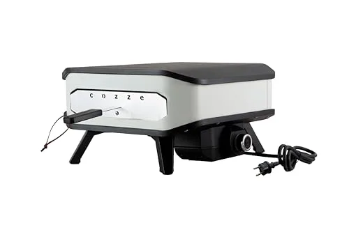cozze ▫️ ® Forno elétrico para pizza de 13" com tampa frontal | 2200 W | Controlo digital da temperatura | Pedra para pizza 34 x 34 cm | Exterior IPX4 | Branco e preto 3