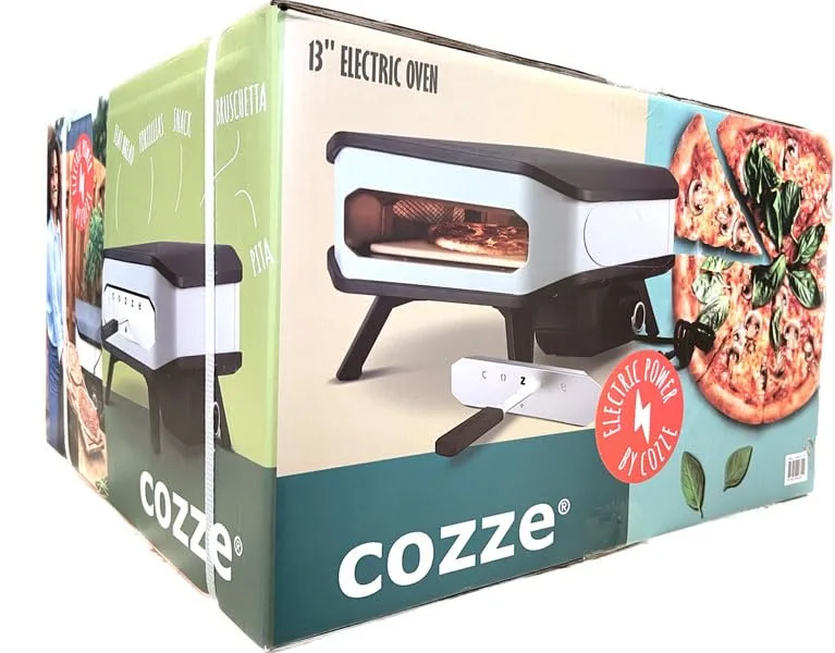 cozze ▫️ ® Forno elétrico para pizza de 13" com tampa frontal | 2200 W | Controlo digital da temperatura | Pedra para pizza 34 x 34 cm | Exterior IPX4 | Branco e preto 6