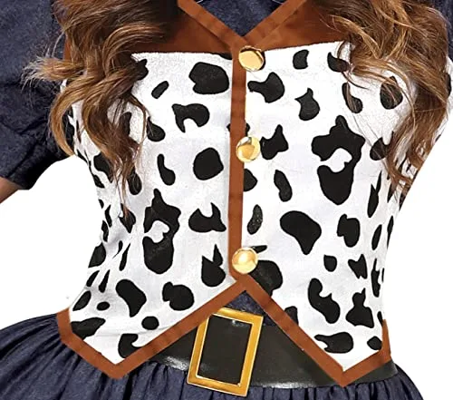 FIESTAS GUIRCA ▫️ fato de cowgirl para mulher adulta, castanho e azul, carnaval 3