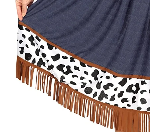 FIESTAS GUIRCA ▫️ fato de cowgirl para mulher adulta, castanho e azul, carnaval 4