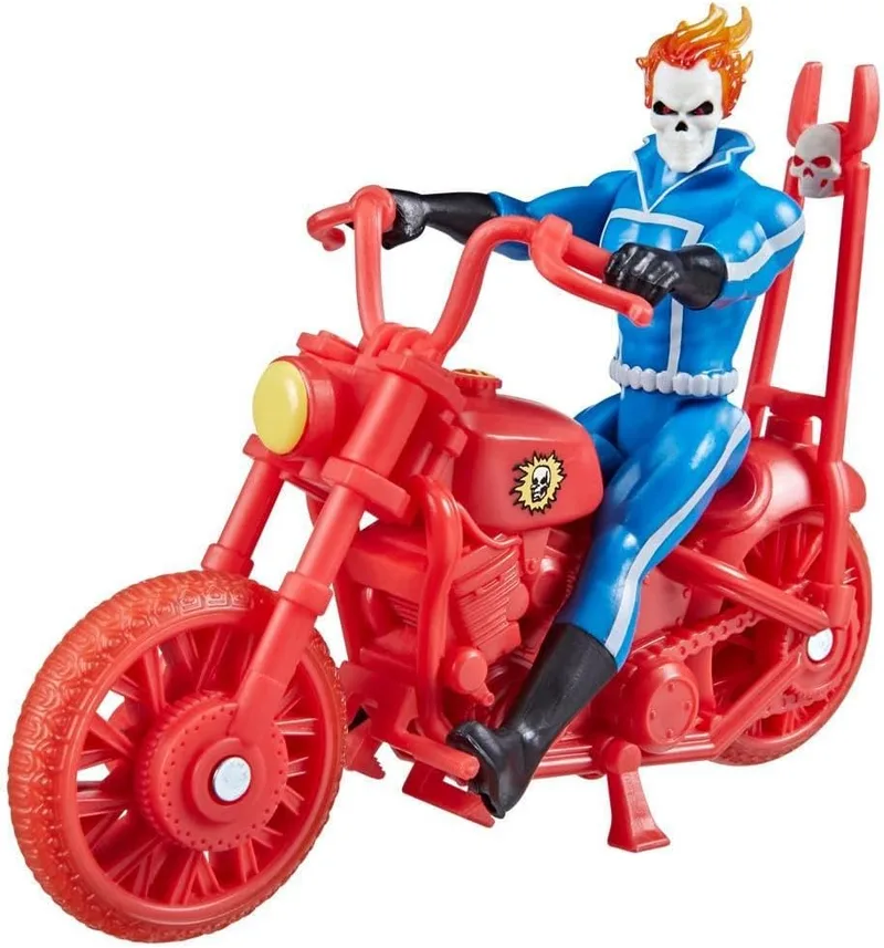 Marvel ▫️ Coleção Legends Series Retro 375 - Figuras de coleção do Motoqueiro Fantasma - 9,5 cm - Inclui veículo - Idade 4+