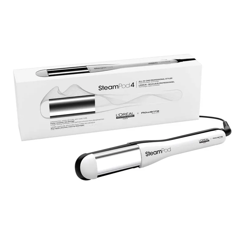 L'Oréal Professionnel Paris ▫️ L’Oréal Professionnel, SteamPod 4, Alisador Profissional com Tecnologia a Vapor, Modelador «Tudo em Um», Alisa, Ondula e Enrola, Cuidado Avançado do Cabelo, Para Todos os Tipos de Cabelo, Cor Branca
