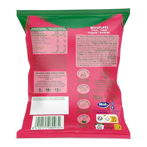 Solo ▫️ Hero Bio Minipuff Snacks de Morango para Bebés a partir dos 8 meses, 10 x 18 g 2