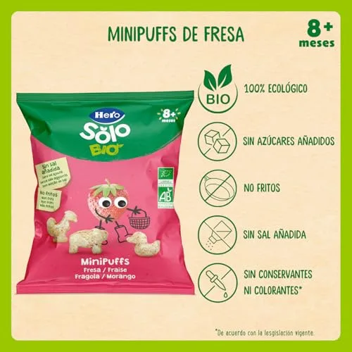 Solo ▫️ Hero Bio Minipuff Snacks de Morango para Bebés a partir dos 8 meses, 10 x 18 g 4