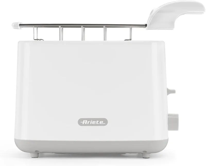 Ariete ▫️ Torradeira Breakfast 147, Sanduicheira com 7 níveis de dourado, ejeção automática, tabuleiro de migalhas amovível, botão de paragem, pinças de aço inoxidável incluídas, 760 W, branco