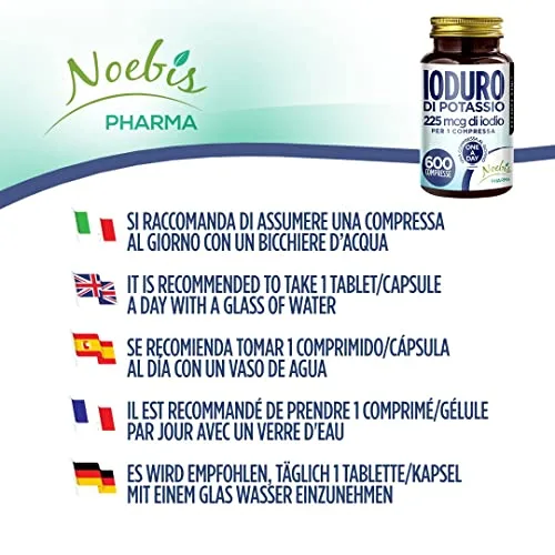 Noebis Pharma ▫️ Iodeto de Potássio - 2400 comprimidos - 225 mcg de iodo por comprimido - Fornecimento de longa duração 5