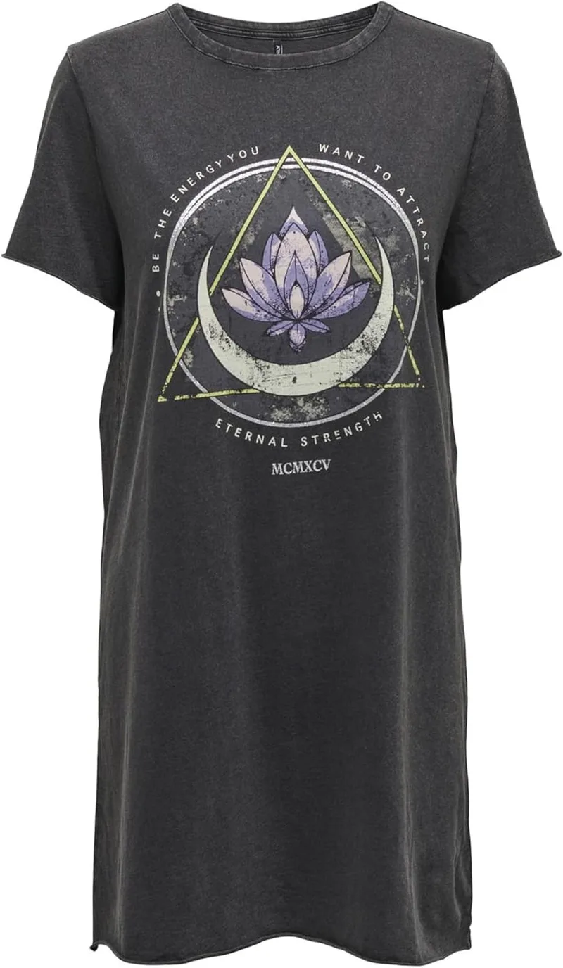 ONLY ▫️ Vestido de algodão estampado de verão com mangas curtas para mulher