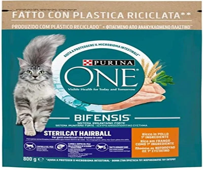 PURINA ONE ▫️ Bifensis Sterilcat Hairball - Ração para gatos castrados com frango e cereais - 800 g
