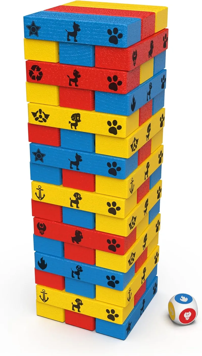 Spin Master Games ▫️ Patrulha Canina Torre de Madeira Jogo de Equilíbrio +5 Anos