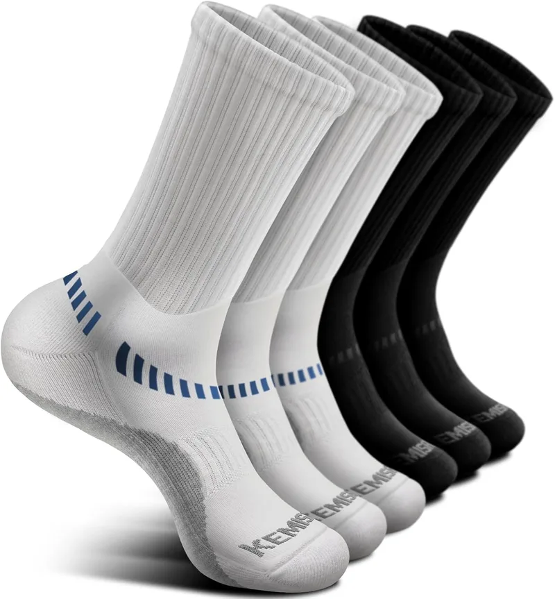 BULLIANT ▫️ Meias para homem, 6 pares, meias desportivas anti-bullet, meias desportivas de compressão, meias para caminhadas, meias de futebol, respiráveis com sola totalmente almofadada